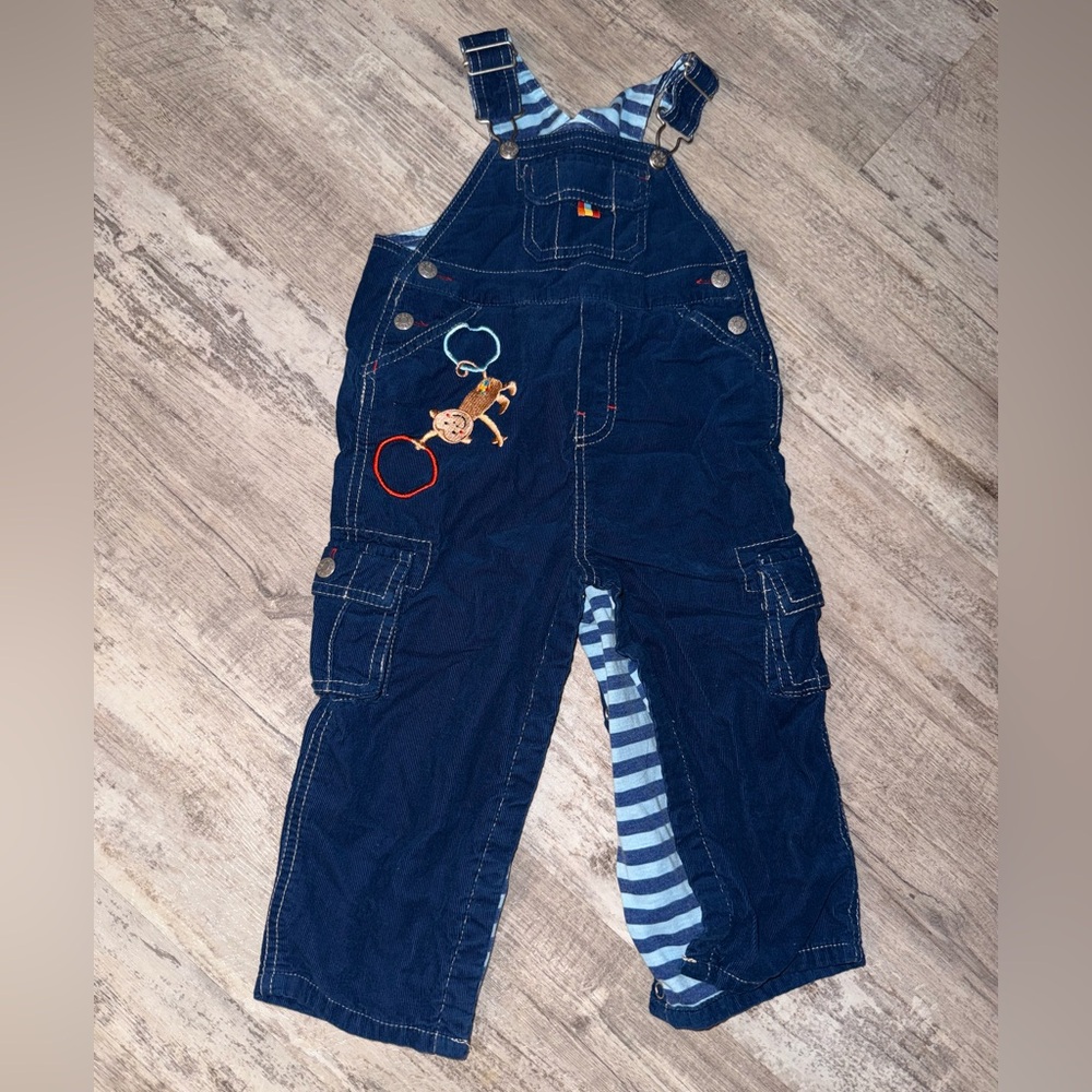 **4 for $15**Navy Blue Kids Overalls with Monkey Patch